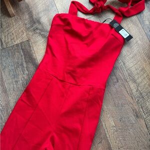 Elegant Red Capri Jumpsuit